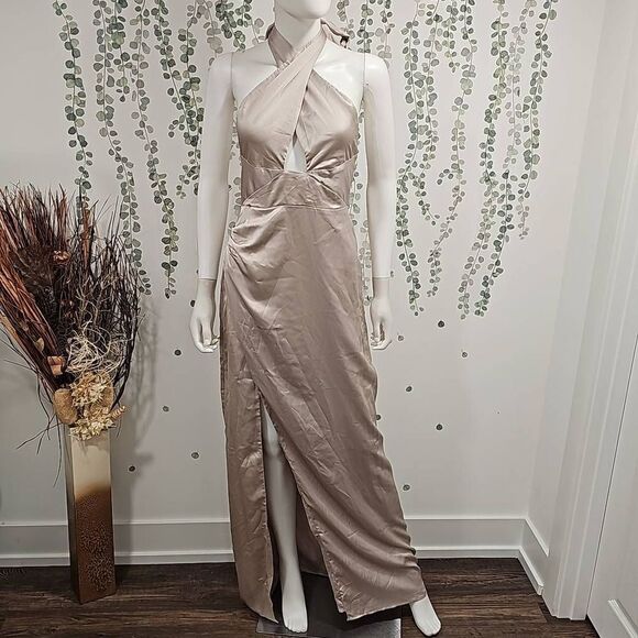 Show Me Your MuMu Adele Halter Maxi Dress Sz S - Picture 4 of 11